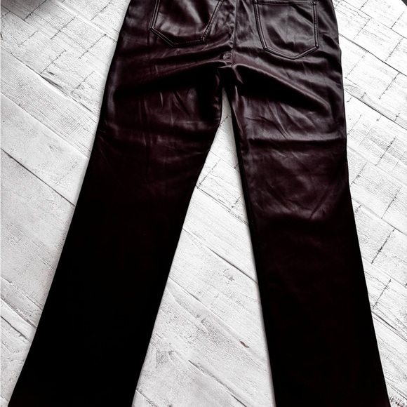 EXPRESS 90s S Slim Super High-Rise Vegan Leather Pants 14R MAROON/BURGANDY/BROWN - Picture 6 of 11
